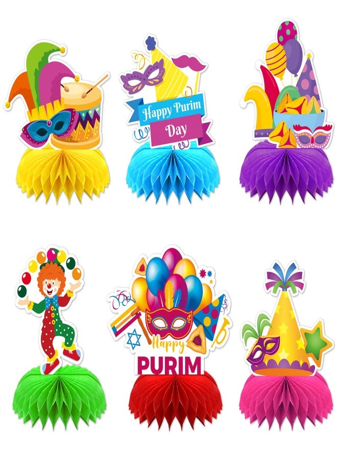 FSHANEE Happy Purim Honeycomb Centerpiece Party Decoration Purim Table Toppers Jewish Holiday Party Honeycomb Desk Toppers Party Supplies Purim Honeycomb Table Centerpieces Party Favors - 6 Counts - Image 1
